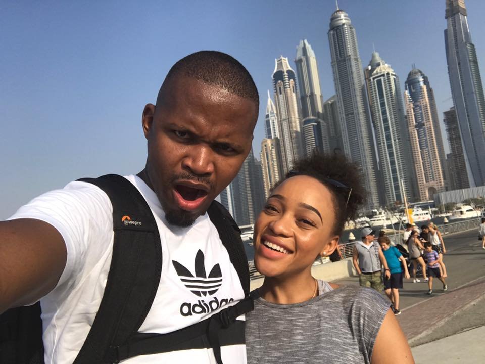 Thando Thabethe and her boyfriend in Dubai