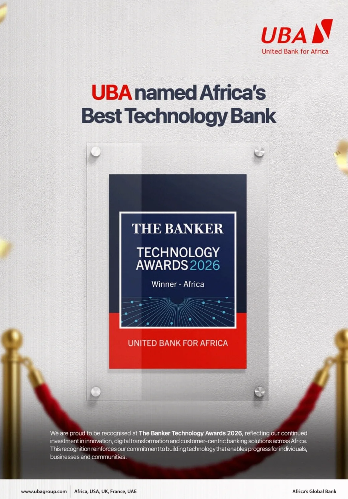 UBA Wins 2026 Banker Tech Award for AI-Led Cross-Border Banking Upgrades