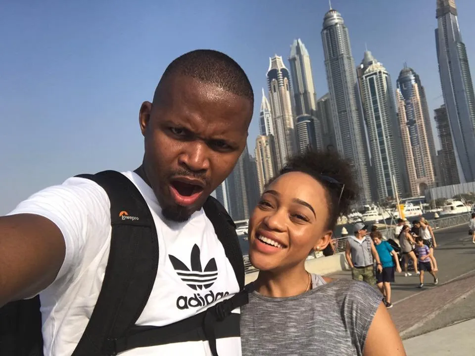 Thando Thabethe and her boyfriend in Dubai