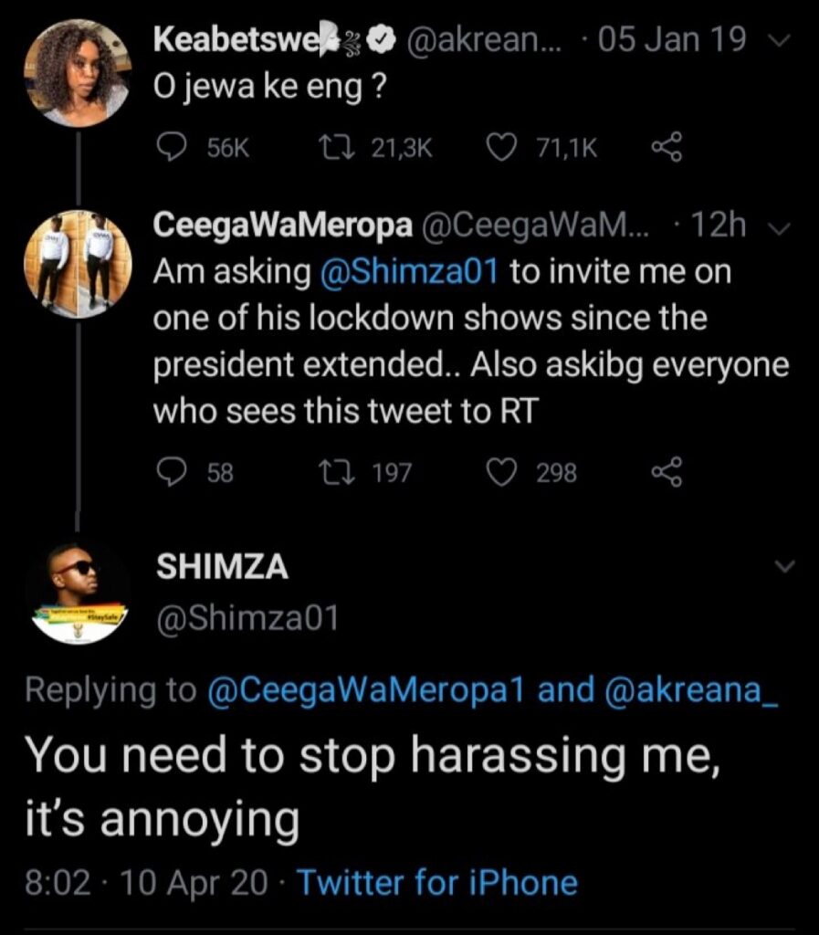 Shimza Apologises For Being Rude To Ceega wa Meropa