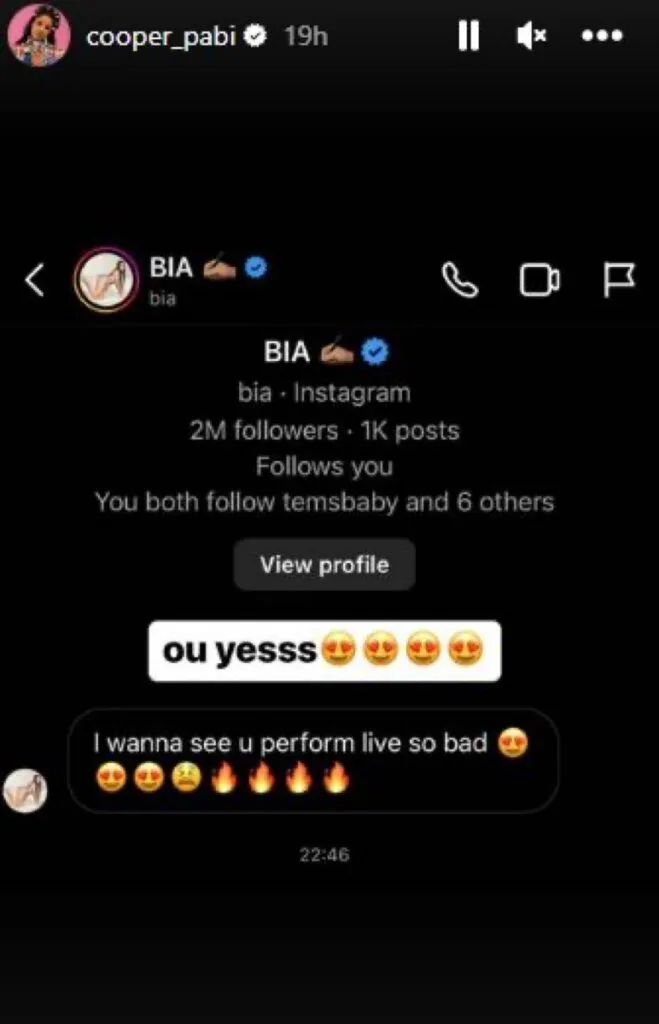 Pabi Cooper Gets Recognition From US Rapper BIA