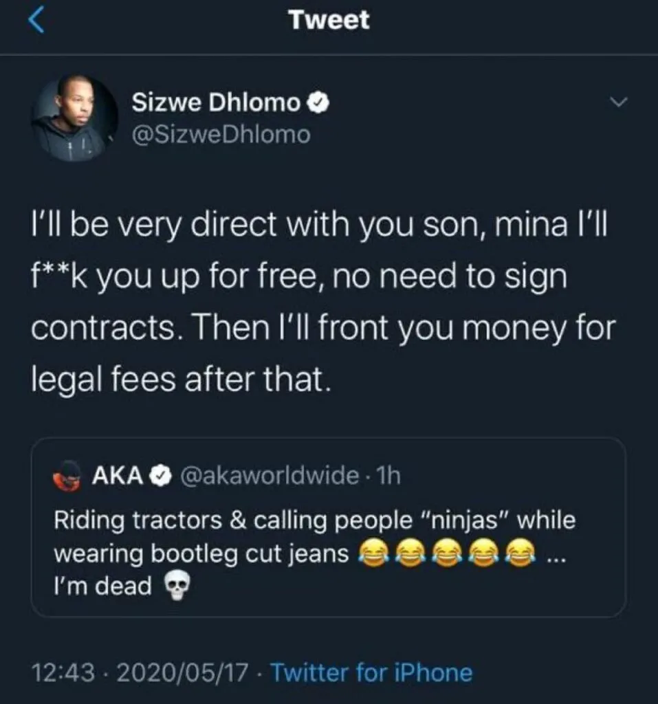 Sizwe Dlomo Threatens To “F**k” AKA For Free.
