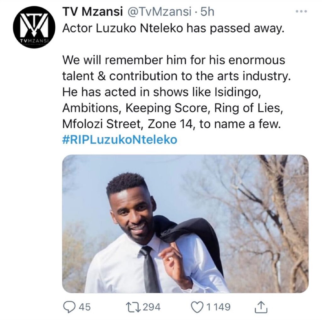 Tributes Continue To Pour In For Luzuko Nteleko
