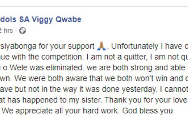 Viggy Withdraws From #IdolsSA
