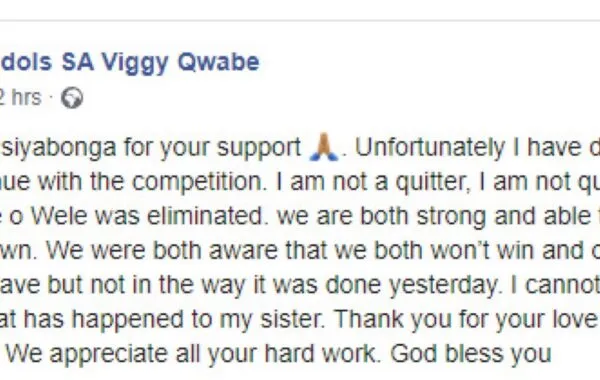 Viggy Withdraws From #IdolsSA