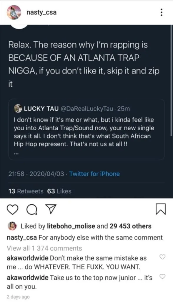 AKA Advises Nasty C Not To Make The Same Mistakes He Did