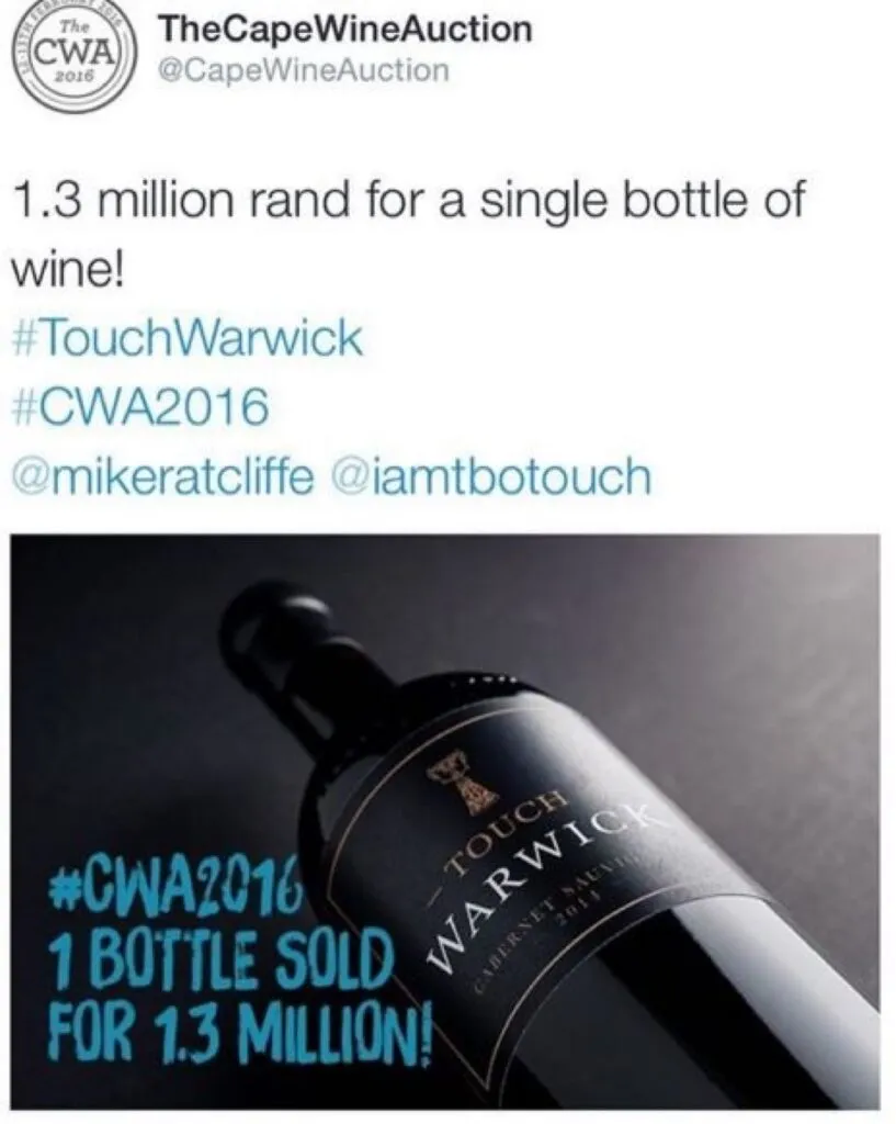 What’s Hot: Tbo Touch’s wine sells for a staggering R1.3m!