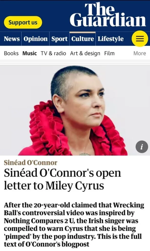 Sinead O’Connor’s Open Letter to Miley Cyrus