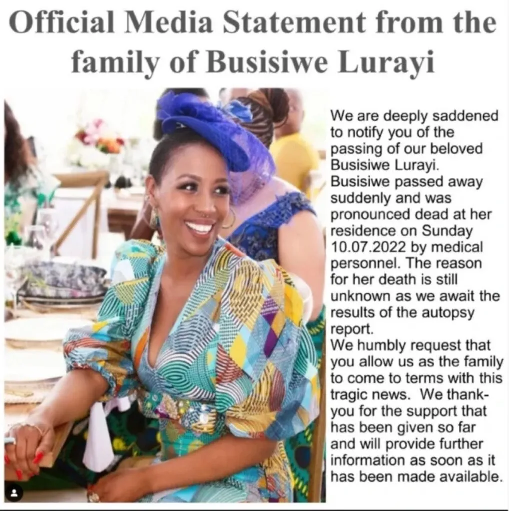 Celebs React To Busi Lurayi’s Death