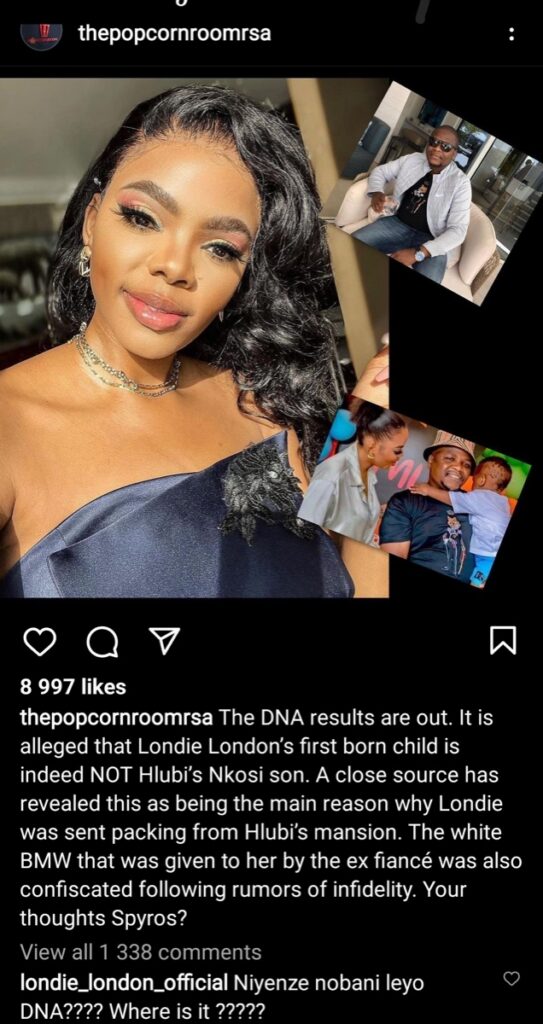 “Niyenze Nobani Leyo DNA”- Londie London Slams Paternity Test Claims