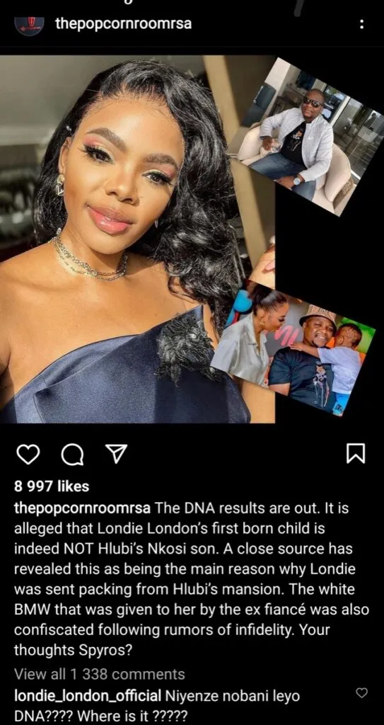 “Niyenze Nobani Leyo DNA”- Londie London Slams Paternity Test Claims