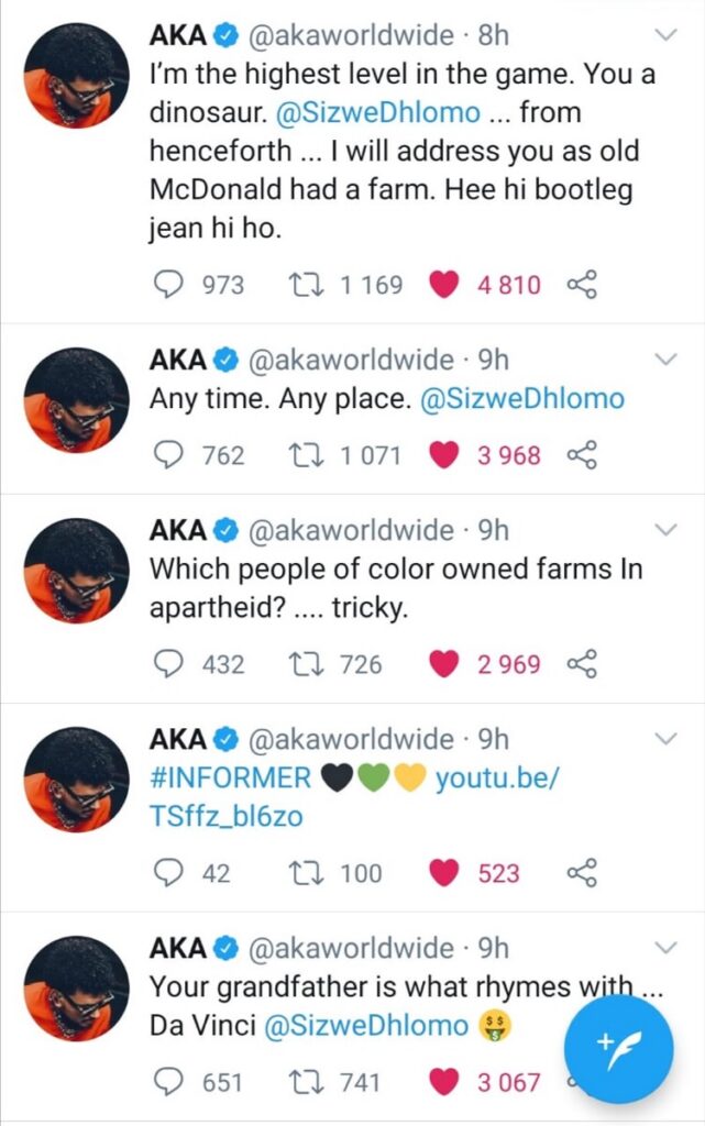 AKA Speaks On That Sizwe Dhlomo Beef
